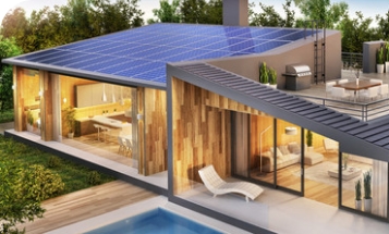 Modernes Haus mit einem Solardach