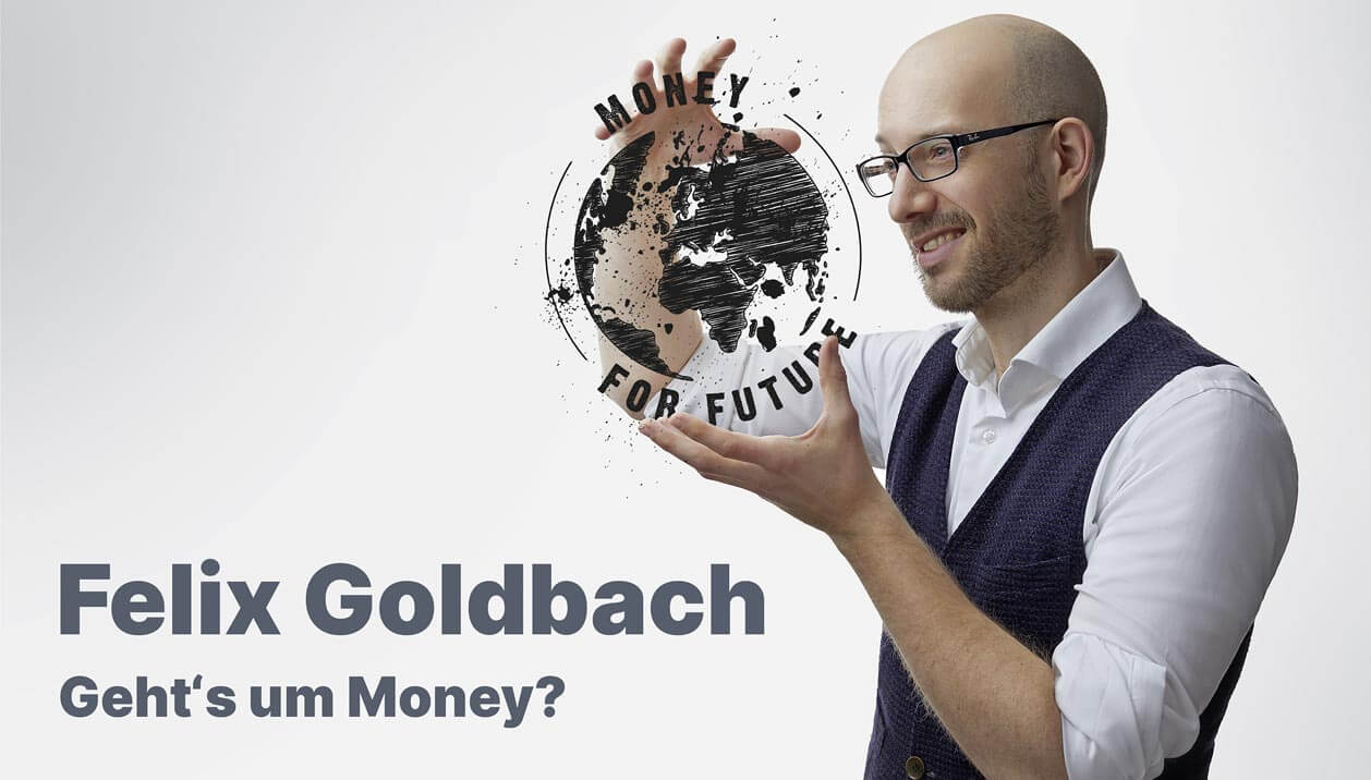 Felix Goldbach und das Logo von Money for Future